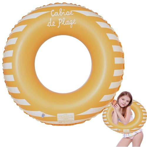 Inflable Anillo De Natación Vintage a Rayas Flotador Inflable, Piscina Flotante Playa Fiesta De Agua Flotador Inflable Anillo De Natación para Verano para Adultos Niños (Amarillo-2)