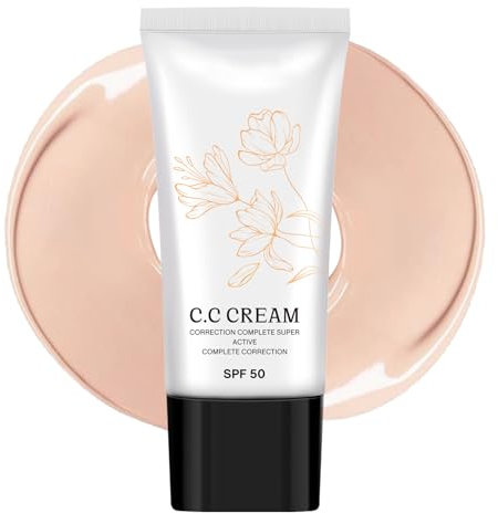 CC Cream Color Correcting, CC Creme mit SPF 50, Feuchtigkeitsspendend & Full Coverage Foundation, Wasserfest & Langlebig Concealer, Verbessert den Teint & Hydratation, Gesichts-Make-Up Alle Hauttypen