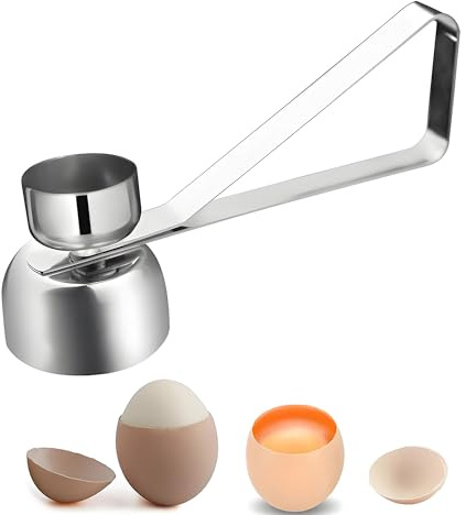 CHENNAN Abridor de Conchas de Acero Inoxidable Removedor de Cáscara de Huevo Topper de Huevo Abridor Separador de Cáscara Herramientas de cocina prácticas (Plata 1)