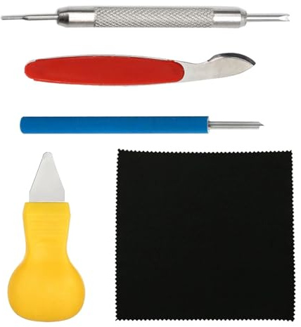 Pownert 6 Pcs Watch Back Removal Tool Kit, Professional Watch Battery Replacement Kit with Case Opener for Wristwatch Repair, Watchmaker Back Cover Opener Set