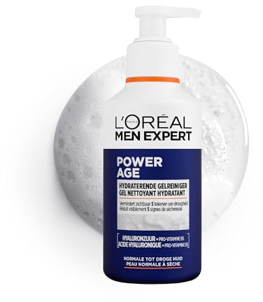 L'Oréal Paris Men Expert - Gel Nettoyant Hydratant Power Age - Hydrate et Réduit 5 Signes de Sécheresse - Enrichi en Acide Hyaluronique et Pro-Vitamine B5 - Usage Quotidien - 260 ml