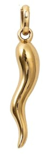 ASCALIDO pendentif corne d'abondance | en plaque or véritable 18 carats | piment italien | porte-bonheur