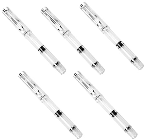 SEWOART Bolígrafos de Caligrafía Recargables Estilo Pincel, 5 Piezas Punta de Fibra Sintética Suave, Set Portátil para Escritura, Pintura y Acuarela en Oficina y Escuela