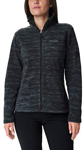 Columbia Fast Trek Jacket, Chaqueta De Forro Polar Con Cremallera para Mujer, Black Spacedye Print, Talla XS
