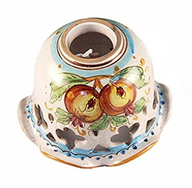 Coppa in ceramica siciliana Santo Stefano di Camastra attacco piccolo E14 ricambio per lampadario lampada applique plafoniera decoro melograni