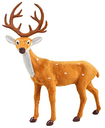 Figure di Renna di Natale, Renna Arte Animale Ornamento Miniatura Foresta Animali Figure Simulazione in Piedi Cervo Alce Decorazione per Decorazioni Natalizie Partito Forniture Decorazioni per Casa