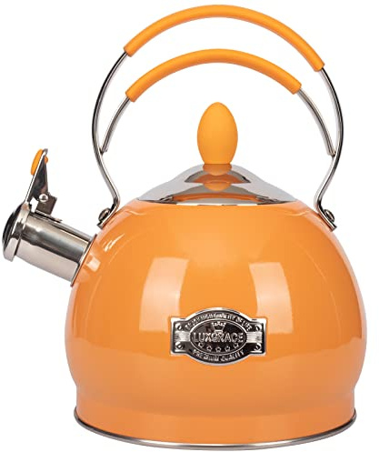 Whistling Tea Kettle Stainless Steel Teapot, Teakettle for Stovetop Induction Stove Top, Fast Boiling Heat Water Tea Pot 2.6 Quart