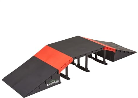 Elevate Outdoor Mini Skateboard Ramp 10-Piece Set with EZ-Link Setup & 20 Setup Options for Manual Tricks & Flips for Scooters & BMX Bikes, Orange