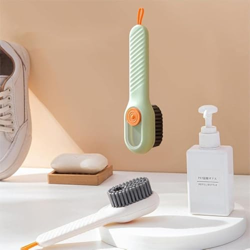 KATSN 2PACK Multi-Function Hydraulic Cleaning Brush Shoe Cleaning Brush Laundry Brush Scrub Brush with Soap Dispenser, for Bathroom, Kitchen, Soft Laundry Clothes and Shoes Scrubbing Brush (Green)