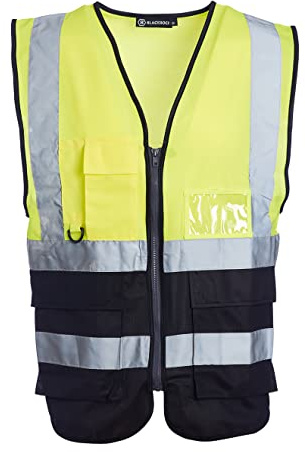 Blackrock Yellow & Black Premium Hi Vis Vest With Pockets, ID Pouch & Key Loop, Mens Womens Reflective High Vis Vests With Secure Zip, Safety Vest Security Clothing, Fully EN Certified - Size XL
