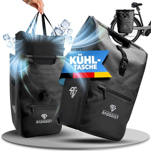 RADGEIST Borsa da bicicletta per portapacchi, borsa shopper con borsa termica estraibile, borsa per la spesa e borsa da trasporto 22-28 litri