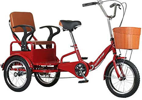Outroad Adult Tricycle, 16 inch Cruiser Trike, Foldable Bicycle for Elderly 3 Wheel Bikes with Back,Cargo Basket and Comfortable Seat for Seniors, Women, Men for Shopping Picnic Outdoor Sports
