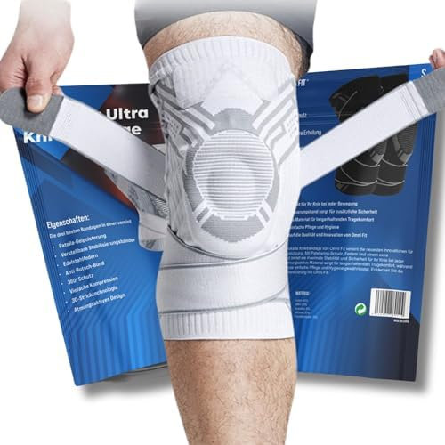 Omni Fit® KneeFlex Ultra Kniebandage - Patellaringschutz, Stabilisierungsbänder, 4x Kompresion -, Meniskusriss, Arthritis - Lindert Knieschmerzen, ACL- für Sport und Rehabilitation (L)