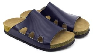 Terlik Sabo Cork Sole ST190 Leather Womens Sandal Clogs Mules Slides Slippers Sabot Shoes, Navy Blue, EU 37, UK 4
