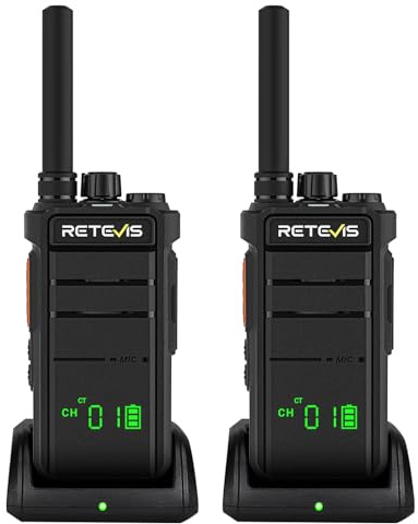 Retevis RB626H Walkie Talkie, Professionell Walkie Talkie med Skärm, 16 Kanaler CDCSS/DCS, Nödlarm, 2000mAh Long Distance Walkie Talkie Vuxen för Hotell, Restaurang (Svart, 2 Stycken)