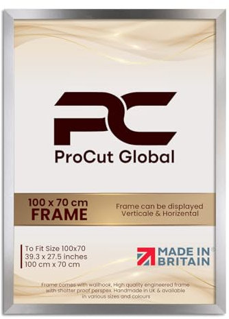 Procut Global 100X70CM Aluminium Picture Frames - Modern Wooden Photo Frame with Shatterproof Perspex for Wall or Tabletop - Perfect for Posters, Certificates, Prints - Sizes & Colors Available