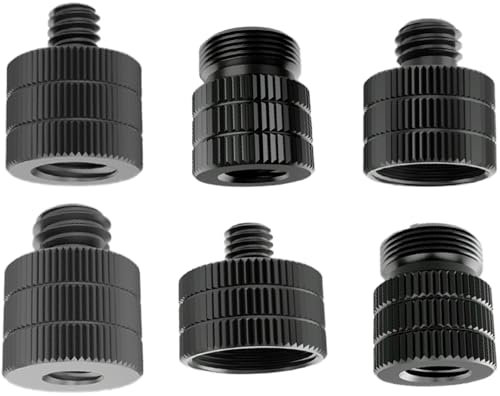 6 Pcs Mic Stand Adapter, Camera Stand Adapter Mic Screw Adapter Mic Thread Adapter, Microphone Stand Accessories, Microphone Stand Adapter(Black)