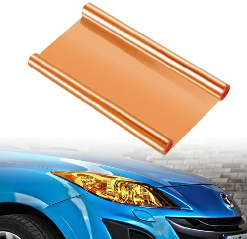 SGERUFZ Lámina Autoadhesiva de PVC Resistente al Calor para Lámparas y Faros, Lámina de Tinte para Luces Traseras (30 x 120 cm) (Naranja)