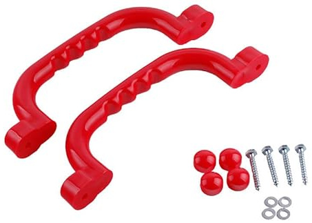 Set mit 2 Haltegriffen mit Fingergriffen für Klettergerüste, Baumhäuser, Spielhäuser und Outdoor-Spielplatzgeräte – erhältlich in 5 Farben für sicheres und lustiges Spielen (rot)