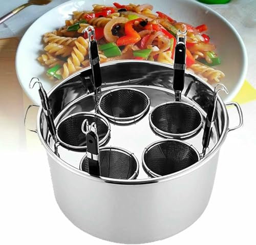 LYJYUJIE Juego de ollas para Pasta, Olla para Pasta Multifuncional de Acero Inoxidable con Cesta coladora, ollas para Espaguetis para Cocina casera, Herramienta de Cocina Comercial, restaur~/