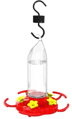 Niesel Dispensador para Pájaros Moscas - Dispensador Exterior Suspendable 470 ML | 5 Boquillas Botella de Alimentación para Pájaros con Gancho Anti-Fourmible Decoración De Jardín Para Balcón Terraza