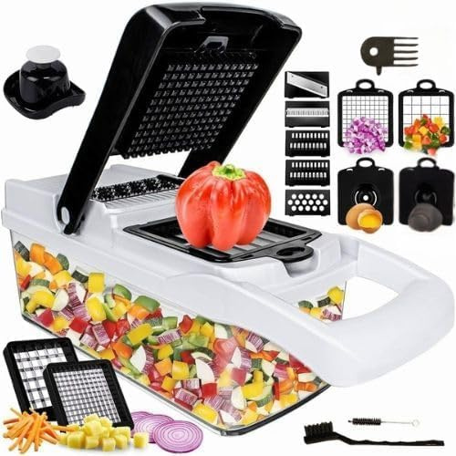 Vegetable Chopper, Vegetable Chopping, 16-in-1 Deluxe Vegetable Chopper Kitchen Gifts | Onion Chopper & Dicer | Peeler, Spiralizer, Lemon Squeezer, Egg Slicer & Seperator- Ultimate Kitchen Gadget