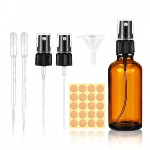 Bottiglie Spray Vetro 30ml Marrone 10 Pezzi con nebulizzatore fine e Accessori, flaconi Ricaricabili Portatili per Cosmetici, profumi, Viaggi, casa e Cura Personale