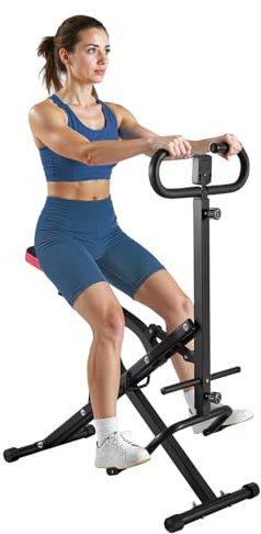 VEVOR Machine à Squats Domestique, Rameur Vertical Pliable pour Squats Profonds, Appareil d'Entraînement des Fessiers et des Jambes avec Résistance Réglable à 12 Niveaux, Fitness Domicile, Noir