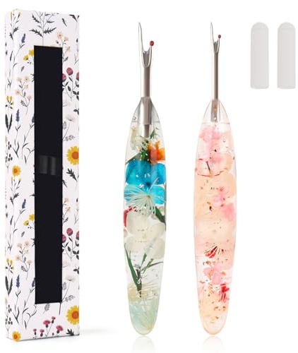 Coopay Seam Rippers 2Pcs, Big and Small Stitch Unpicker Tool, Unpicker Sewing Tool with Floral Resin Handle, Stitch Ripper, Seam Rippers for Sewing, Embroidery, Needlework DIY Craft