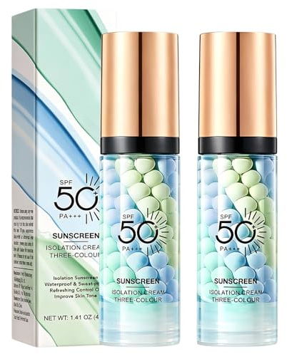 2PCS Primer Maquillaje de Tres Colores, Prebase Maquillaje Facial Corrector de Color para Unificar el Tono, Base de Maquillaje Coreana Hidratante, Pore Filler y Corrector de Ojeras, 40ml x 2