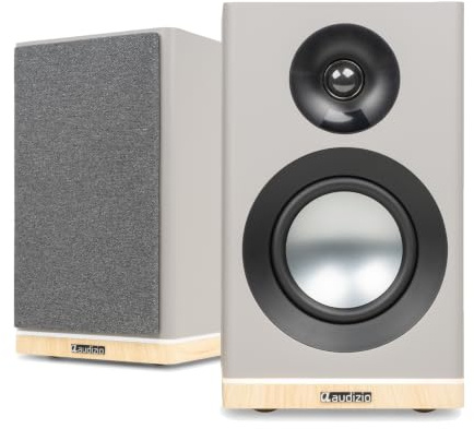 Audizio KS12 Altavoces HiFi Activos 80W HDMI ARC, Color Gris | Altavoces activos con HDMI ARC, Bluetooth 5.3, salida para subwoofer y luz ambiental