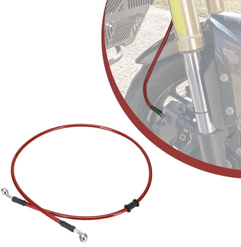 Tubo Freno Moto,100cm Tubo Freno Anteriore Moto Cavo Freno Idraulico Frizione Con Guaina Rinforzata Per Motocross Enduro Trial-Rosso