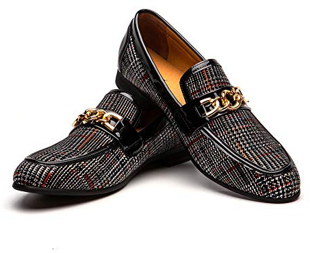 JITAI Herrskor läderskor mönster tryck herrklänning loafer skor slipon vardaglig loafer rökning toffel, Svart/02, 42 EU