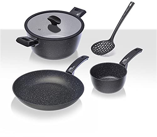 Moneta Etnea Crepera con Superficie de Piedra Antirayaduras y Revestimiento Antiadherente, Sartén para Crepes y Tortitas, Apta para Lavavajillas, 28 cm