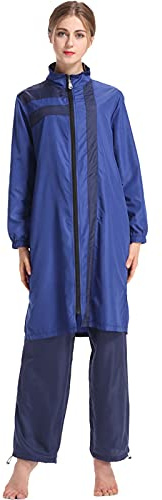 AllMonyba Muslim baddräkt för kvinnor, set med 3 delar, islamisk sport, badmode, strandkläder, full cover burkini med badmössa, Mörkblå 1, XL