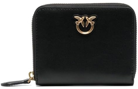 Pinko Portafoglio Con Zip Da Donna Marchio Pinko, Modello Taylor Zip Around Vitello Seta 100249A0F1, Realizzato In Pelle. Nero