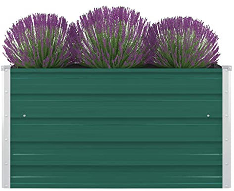 MOONAIRY Hochbeet, Pflanzkübel, Kräuterbeet, Hochbeete-kit, Schneckenzaun, Pflanztrog, Pflanzgefäße, Pflanzfolie Für Hochbeet,Teichbecken, 100 x 100 x 45 cm Verzinkter Stahl Grün