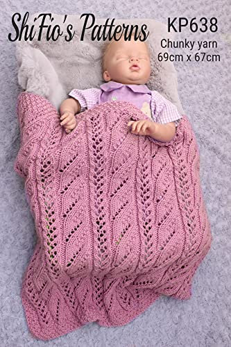 Paper Knitting Pattern for Babies Blanket, Afghan, Chunky Yarn Looks Like Cable but it isnt, Finished Measurements are 67cm X 69cm, KP638