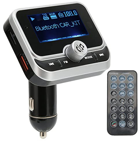 Bewinner Transmisor FM Bluetooth para Coche, Adaptador Inalámbrico de Radio FM Bluetooth con Pantalla de 1,8 Pulgadas, Cargador de Coche con 2 Puertos USB, Kit de Reproductor de Música para Coche