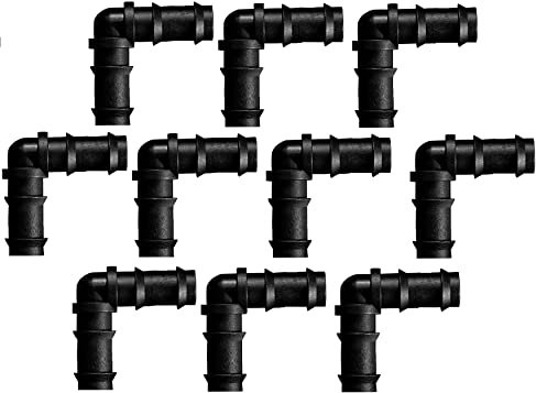 Magazzini GM Kit Raccordi Irrigazione 16mm, Manicotto, Tee, Tappo, Valvola Filettata, Giunti per Ala Gocciolante - Installazione Facile, Duratura (10 Gomito)