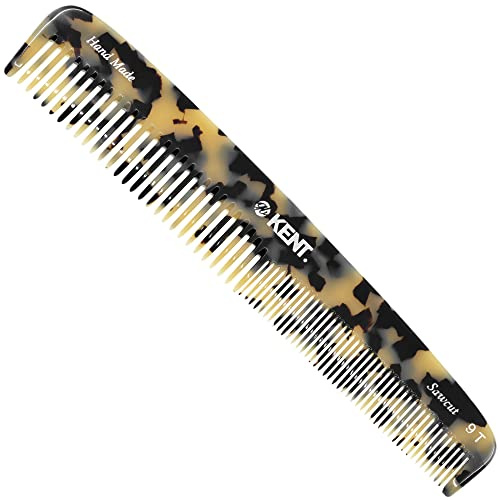 Kent Pettine districante 9T a denti fini e denti larghi, grande pettine fatto a mano e tagliato a sega, pettine per capelli bagnati da donna, durevole pettine per la toelettatura da uomo, realizzato