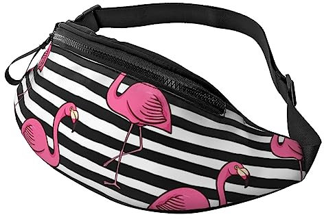 Mohnblumen-Sport-Hüfttasche mit lebendigen Blütenblättern, Reise-Bauchtasche mit Reißverschluss und Kopfhörerloch, Laufgürteltasche mit verstellbarem Gürtel für Männer und Frauen, Rosa Flamingo,