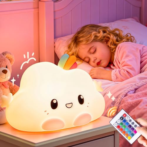 【GIFTS PACKAGE】Cloud Night Lights for Kids - 16 Colors, Remote Controlled, Dimmable, Cute Gifts for Baby Girls & Boys