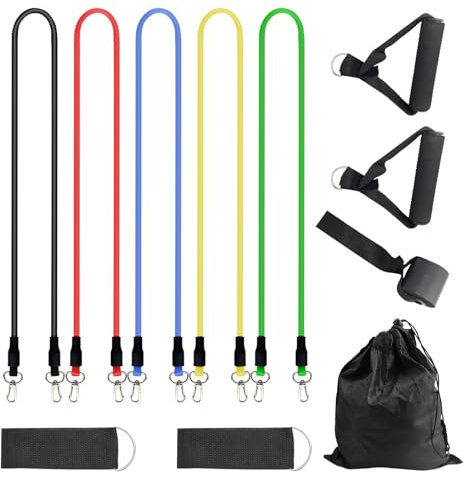 5 Stücke Resistance Bands, CHSEROK Widerstandsbänder Krafttraining, Frei Kombinierbar Trainingsband, Expander Fitness, Geeignet für Zuhause, Büro, Park