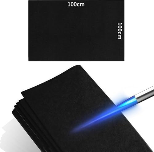 Feuerfeste Unterlage 100x100 cm- Hitzebeständig bis 1400 °C, Perfekte Brandschutzmatte fürs Löten, Zuverlässiger Schutz in Schwarz, Ideal als Feuerschutzmatte