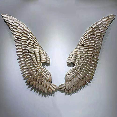 Decorazione Murale Scultura da parete in metallo, decorazione da parete con ali d'angelo, grandi sculture in bassorilievo in argento, per la decorazione della parete di casa/camera da letto/soggiorno/