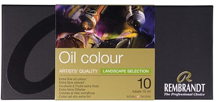 Rembrandt Professionelles Ölfarben Set | Landschaftsauswahl mit 10 Farben (15 ml Tuben) | Künstlerqualität Ölfarben