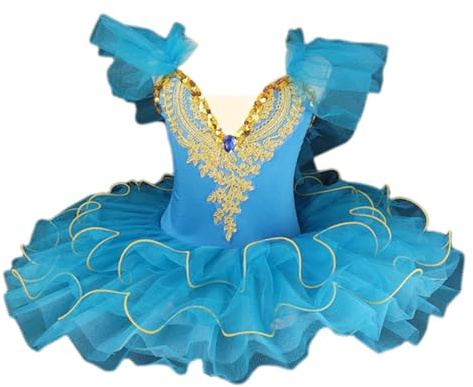 HWBZSZY Professionale Balletto Tutù Vestito Bambini Colorato Lago dei Cigni Ballerina Partito Danza Costume Lucido Paillettes Ginnastica Danza Body Sala da ballo Dancewear per le ragazze,Blue 2,120cm