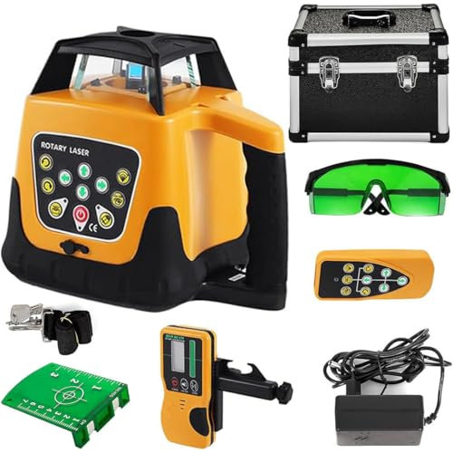 Laser Level 360° Rotary 3D Cross Line Laser Self-Leveling Level Tool Kit, 500m Range Measuring Equipment Tools for Construction and Picture Hanging,GreenBeam