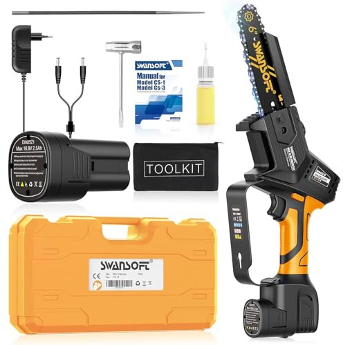 SWANSOFT Mini Motosierra a Batteria Professionale (CS-1S YELLOW)
